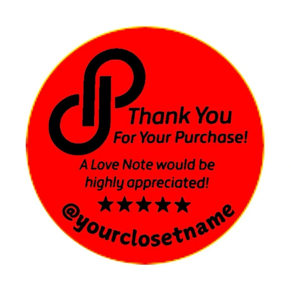 100 thank you sticker | A Love Note would be highly appreciated | custom sticker